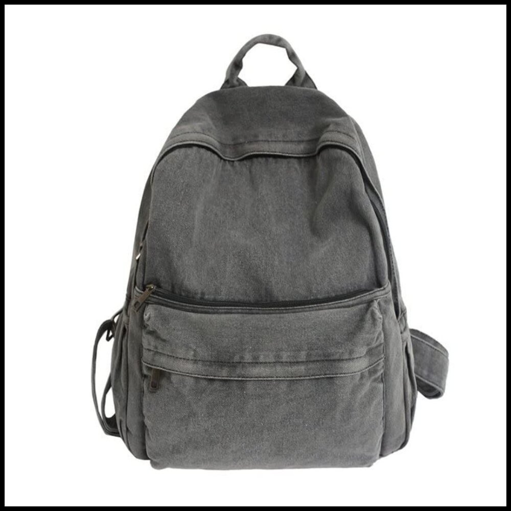 Vintage Denim Backpack Lightweight Travel Daypack Adjustable Straps Y2K Style